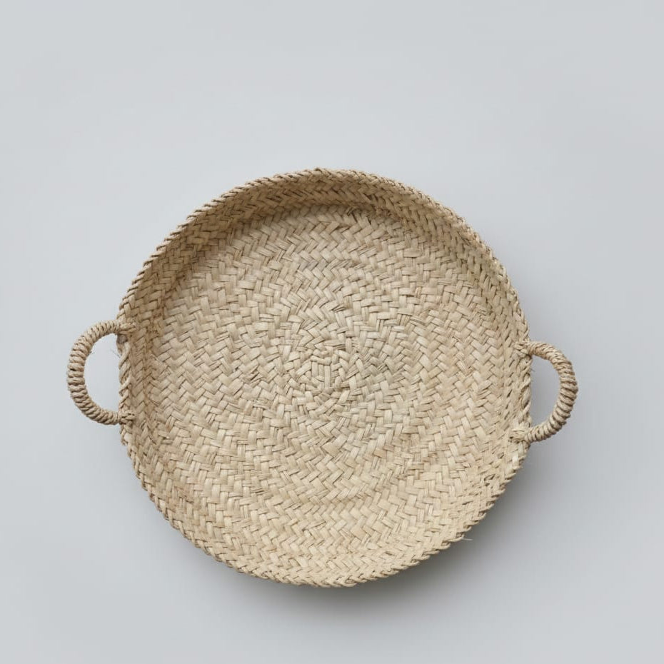 Panier Anse Osier Tressé 35cm Artisanal Maroc Pain Fruits