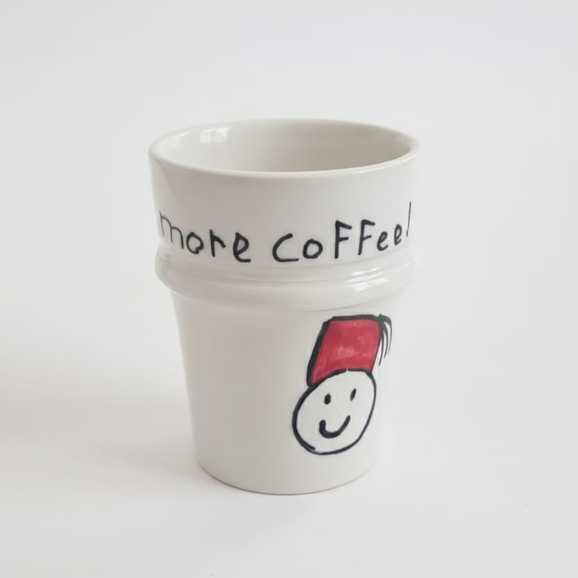 Mug Original en Céramique Tarbouch - Tasse Artisanale "Less Talk More Coffee"