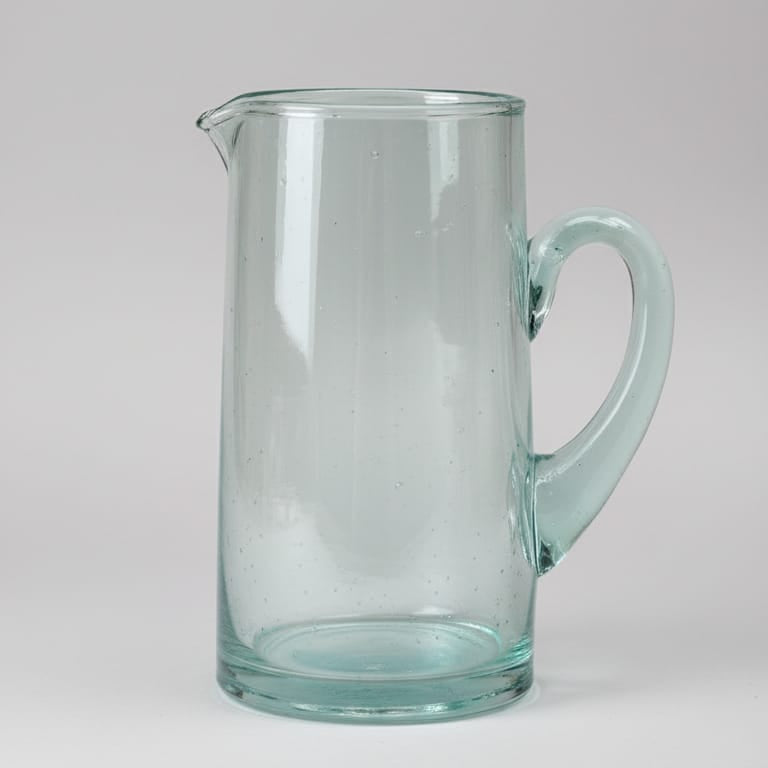 Carafe en Verre Soufflé Marocaine transparent - Artisanat Beldi 100% Recyclé