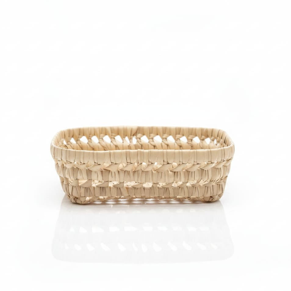 Mini Panier en Osier Rectangulaire - Petite Corbeille de Rangement Artisanale (25x12 cm)