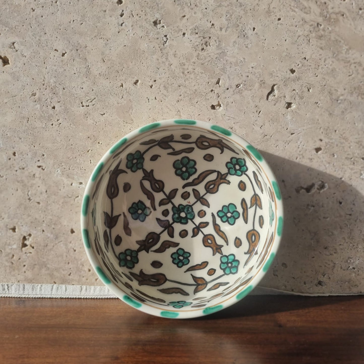 Saladier Artisanal - Motif Floral peint à la main - 21 cm