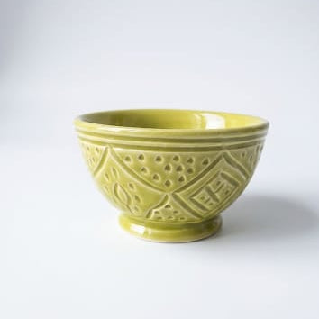 Bol Artisanal en Céramique Vert - Collection Empreinte Fait Main