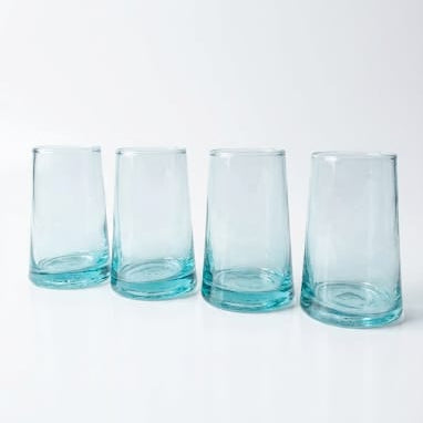 Lot de 6 Verres à Eau Beldi Marocains - Verre Soufflé 100% Recyclé
