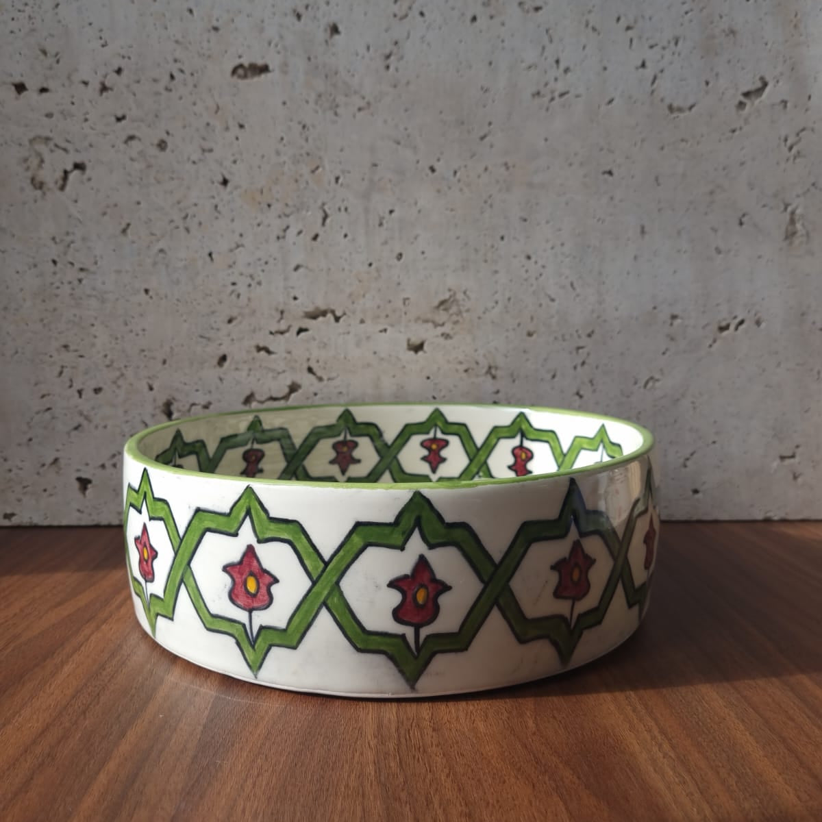 Grand Saladier Artisanal - Modèle Warda peint à la main