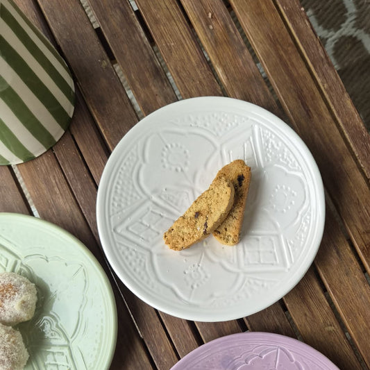 Petite Assiette Artisanal - Empreinte fait main - 19 cm Blanche
