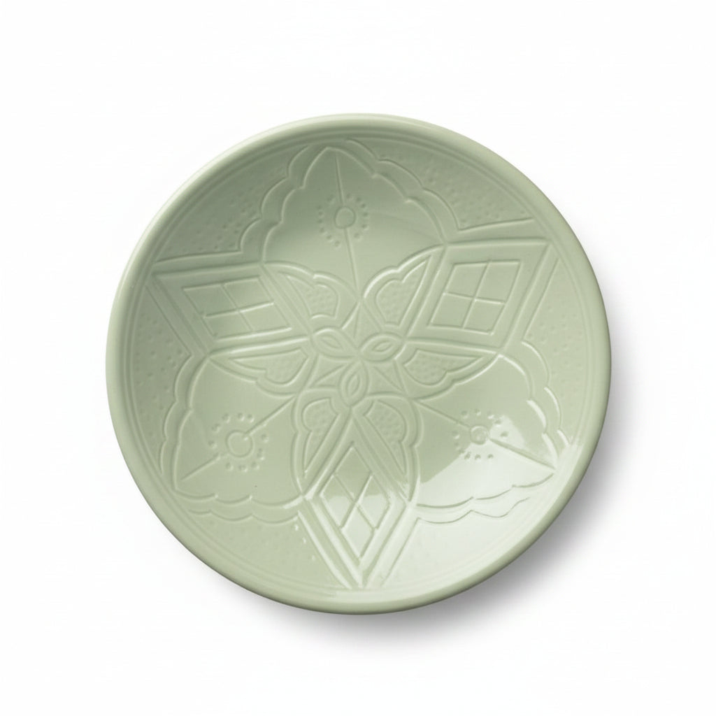 Grande Assiette Marocaine Vert Mint en Céramique - Collection Empreinte Fait Main (25 cm)