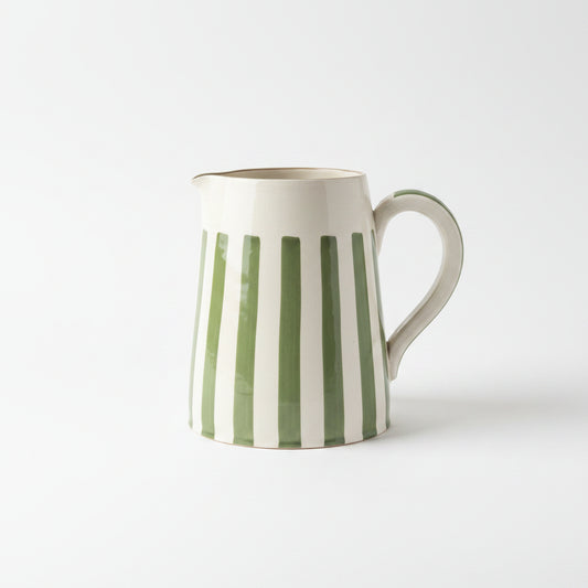 Carafe en Verre Soufflé Marocaine Verte à Rayures - Artisanat Fait Main (16 cm)
