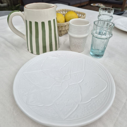 Grande Assiette Blanche - Empreinte fait main -25 cm