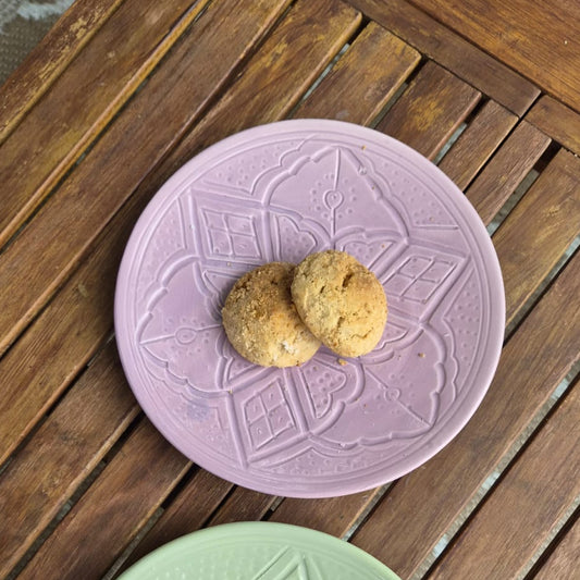 Petite Assiette à Dessert Marocaine Rose en Céramique - Collection Empreinte (19 cm)