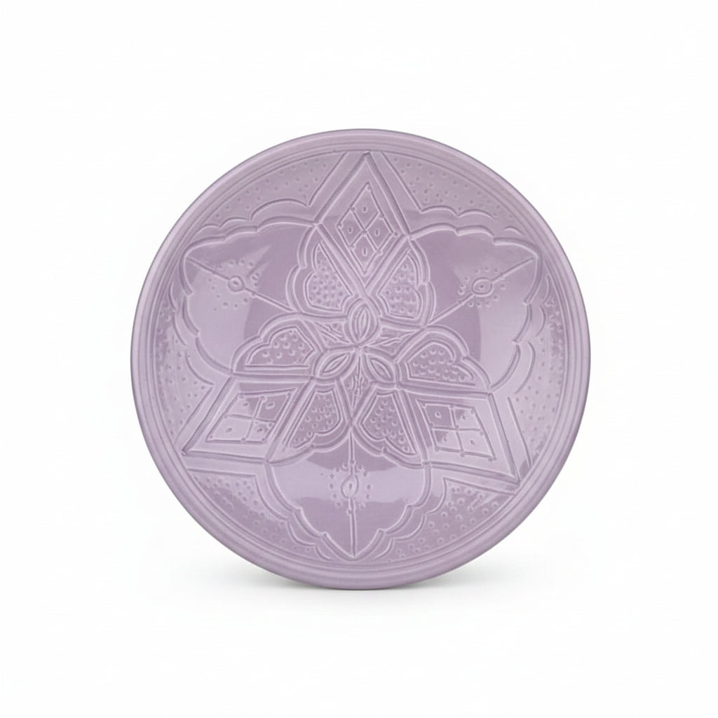 Grande Assiette Marocaine Rose en Céramique - Collection Empreinte Fait Main (25 cm)