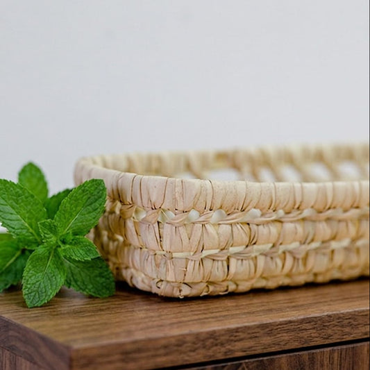 Mini Panier en Osier Rectangulaire - Petite Corbeille de Rangement Artisanale (25x12 cm)
