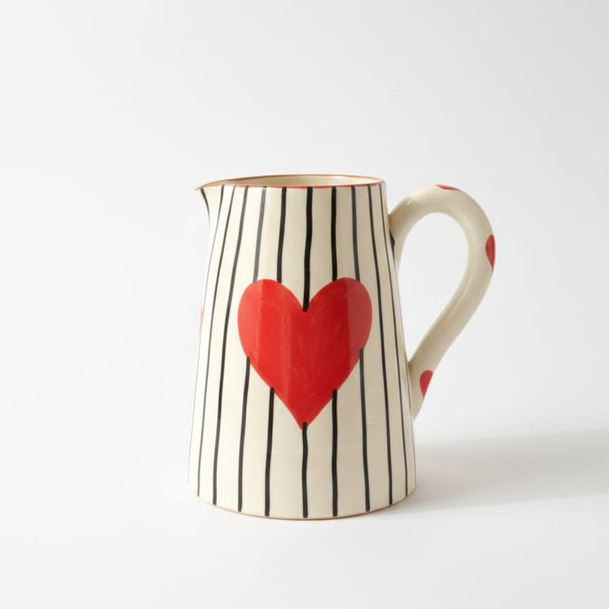 Carafe Artisanal – Motif rayé Cœur
