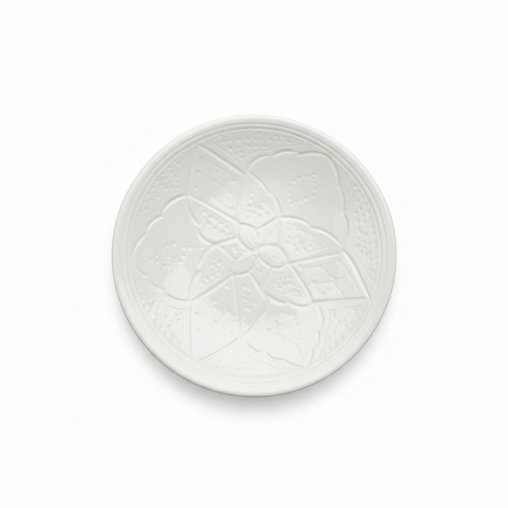 Grande Assiette Marocaine Blanche en Céramique - Collection Empreinte Fait Main (25 cm)