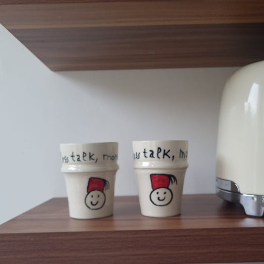 Mug Original en Céramique Tarbouch - Tasse Artisanale "Less Talk More Coffee"