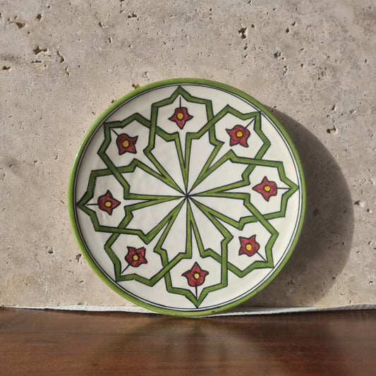 Grande Assiette Plate "Warda" – Céramique Peinte à la main
