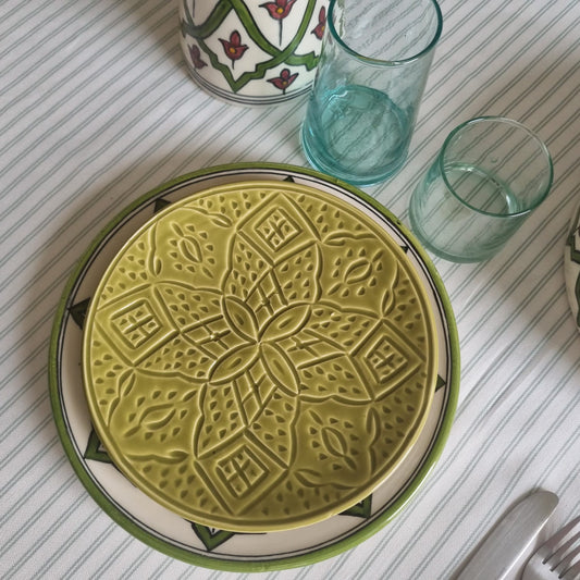 Assiette Marocaine Artisanale en Céramique - Collection Beldi Empreinte 19 cm