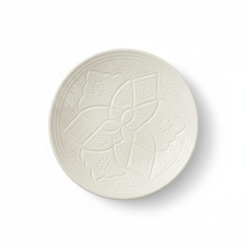 Petite Assiette Artisanal - Empreinte fait main - 19 cm Blanche