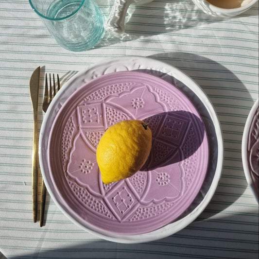 Petite Assiette Artisanal - Empreinte fait main - 19 cm Rose