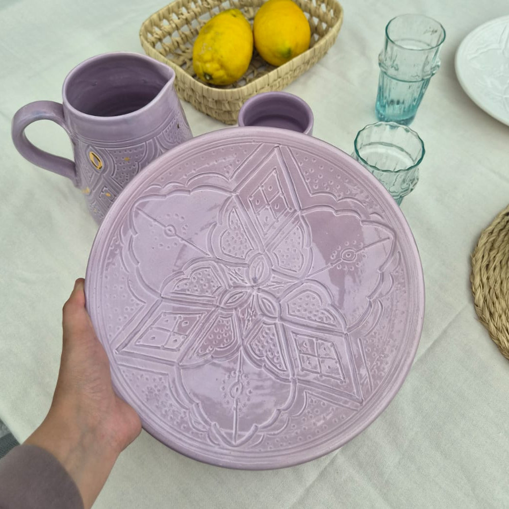 Grande Assiette  Rose - Empreinte fait main -25 cm