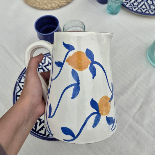 Carafe en céramique Marocaine à Motif Citron - Artisanat Fait Main (16 cm)