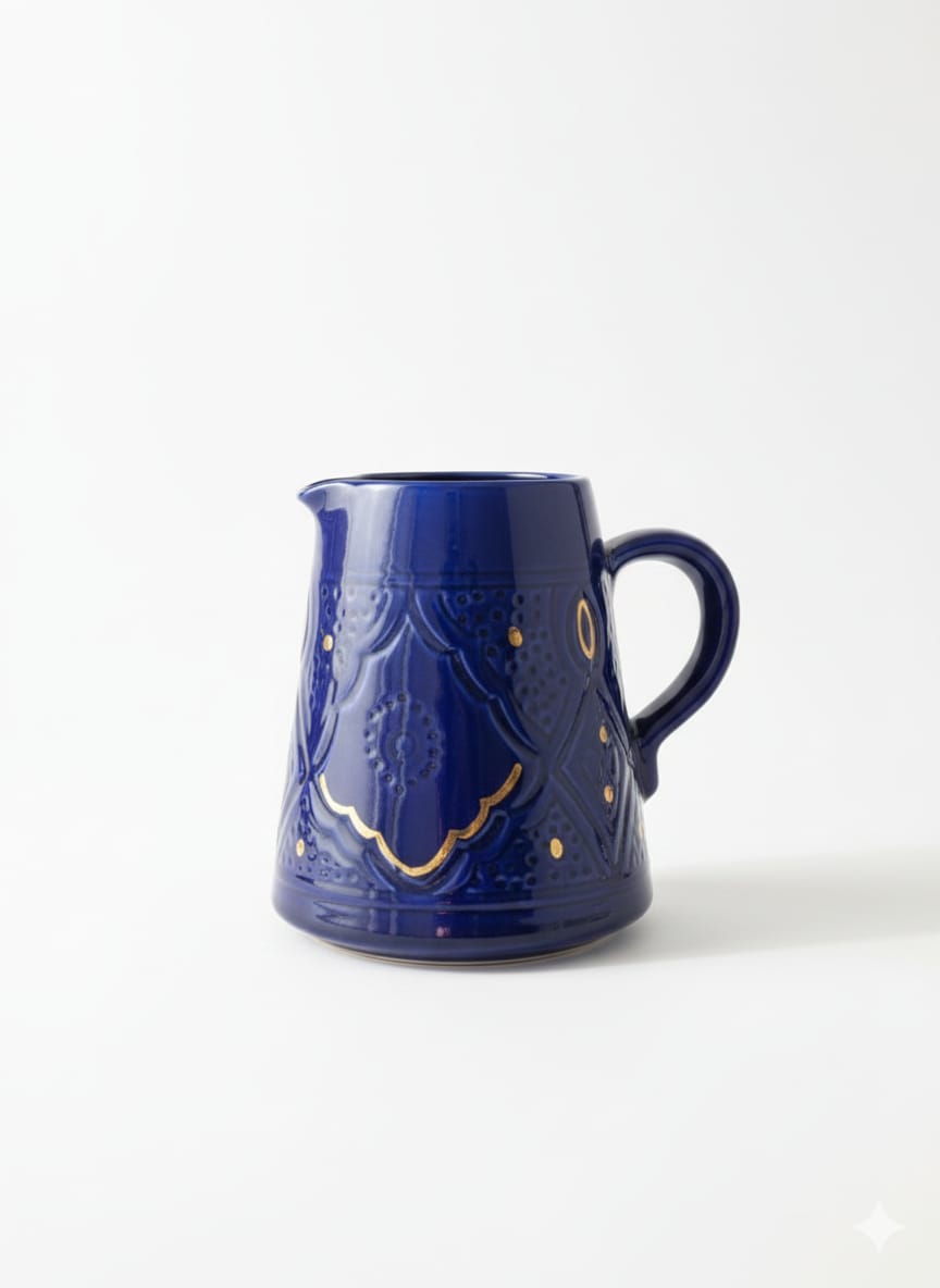 Pichet "Éclat d'Or" – Céramique & Or 10 carats - Fait main - 16 cm
