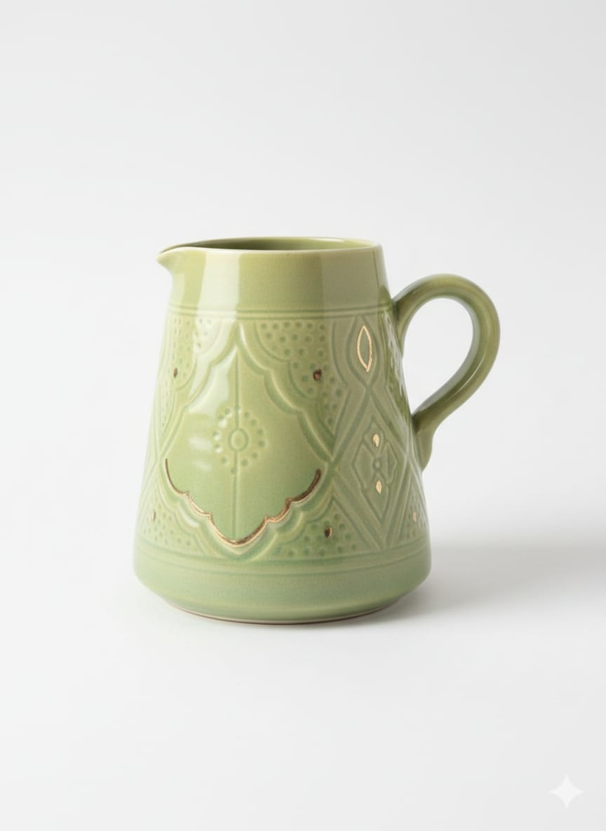 Pichet "Éclat d'Or" – Céramique & Or 10 carats - Fait main - 16 cm