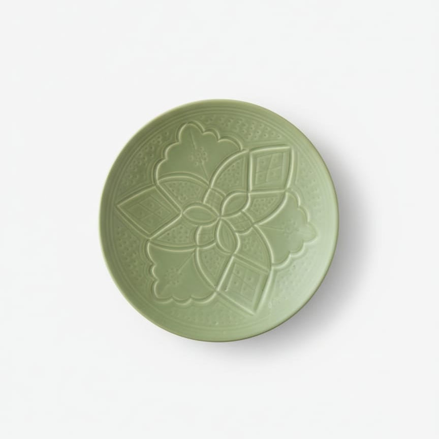 Petite Assiette Artisanal - Empreinte fait main - 19 cm vert Mint