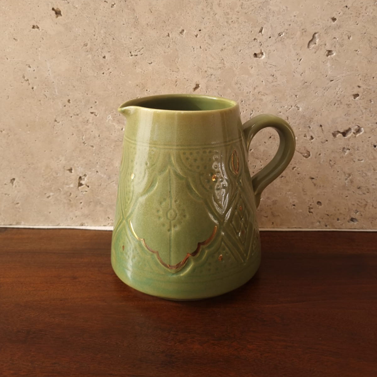 Pichet "Éclat d'Or" – Céramique & Or 10 carats - Fait main - 16 cm