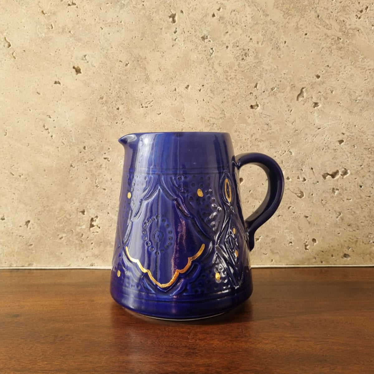 Pichet "Éclat d'Or" – Céramique & Or 10 carats - Fait main - 16 cm