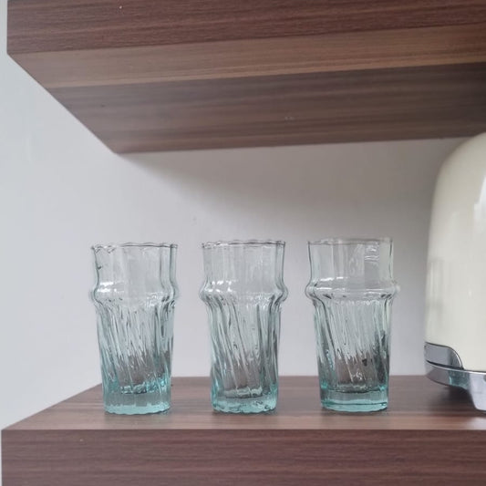 Lot de 6 Verres Beldi Striés Marocains - Verre Soufflé 100% Recyclé