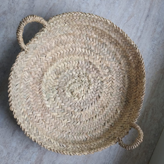 Panier Anse Osier Tressé 35cm Artisanal Maroc Pain Fruits