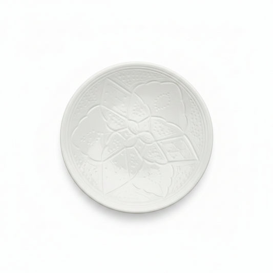 Grande Assiette  Blanche - Empreinte fait main -25 cm