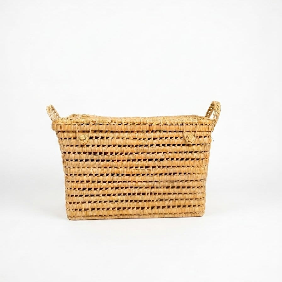 Malle Coffre de Rangement en Osier Marocain - Boîte de Rangement Artisanale (55x30x30 cm)