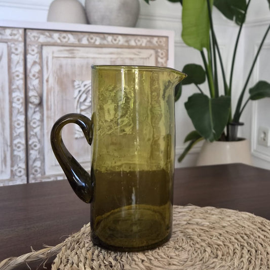 Carafe en Verre Soufflé Marocaine Marron - Artisanat Beldi 100% Recyclé